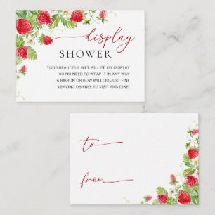 Trendy Watercolor Strawberry Baby Display Shower Enclosure Card