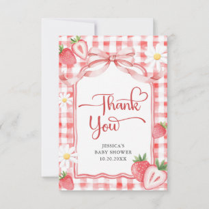 Trendy Watercolor Strawberry Baby Shower Thank You Card