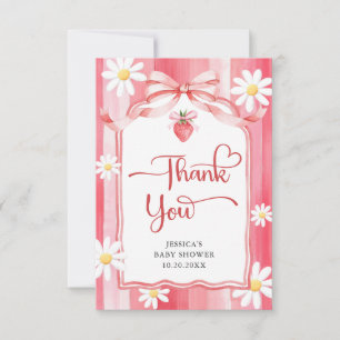 Trendy Watercolor Strawberry Baby Shower Thank You Card