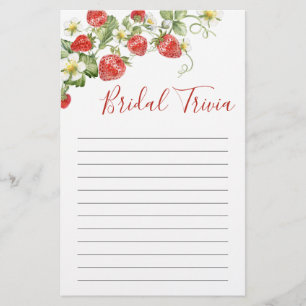 Trendy Watercolor Strawberry Bridal Shower Game