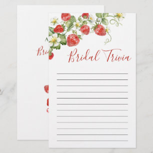 Trendy Watercolor Strawberry Bridal Shower Game