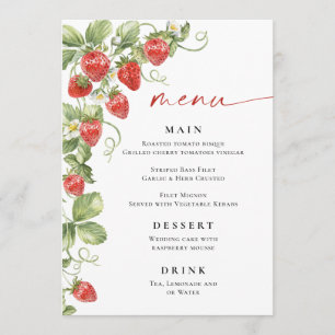 Trendy Watercolor Strawberry Bridal Shower Menu