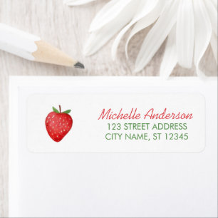 Trendy Watercolor Strawberry Return Address       