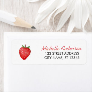 Trendy Watercolor Strawberry Return Address       