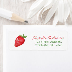 Trendy Watercolor Strawberry Return Address       