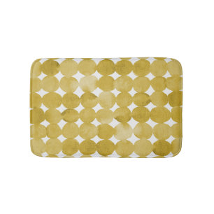 Trendy watercolor yellow dots pattern bath mat