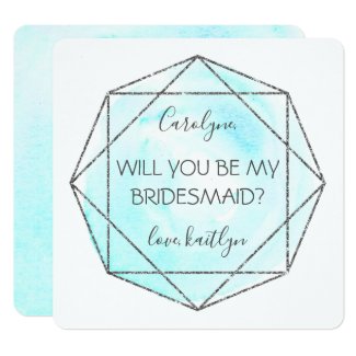 Trendy Waterecolor Diamond | Be My Bridesmaid Card