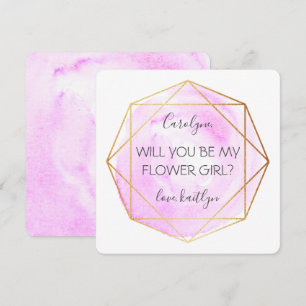 Trendy Waterecolor Diamond   Be My Flower Girl Invitation