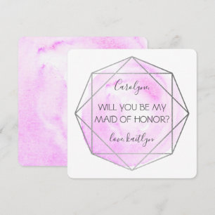 Trendy Waterecolor Diamond Be My Maid Of Honour Invitation