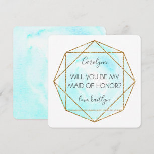 Trendy Waterecolor Diamond Be My Maid Of Honour Invitation
