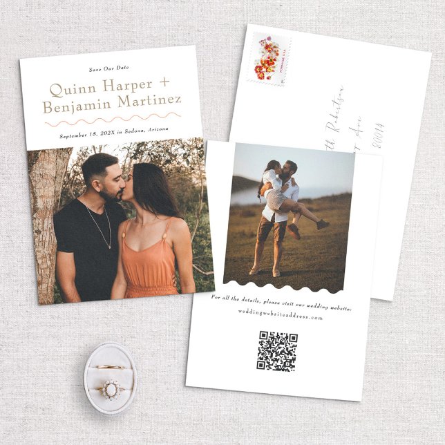 Trendy Wave Photo Save the Date Card (Creator Uploaded)