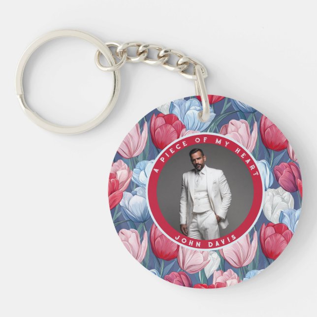 Trendy wedding memory gift Tulip Flower Keychain (Front)