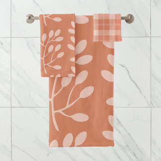 Trendy Whimsical Boho Modern Floral Pattern Bath Towel Set