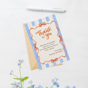 Trendy whimsical hand drawn coquette  thank you card