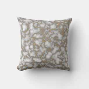 Trendy White and gold marble Throw Pillow