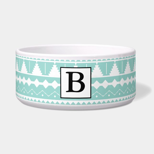 Trendy White Aztec Pattern & Teal (Front)