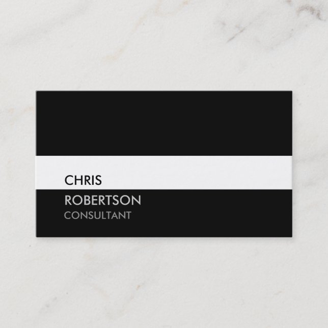 Trendy White Black Attractive Business Card (Front)