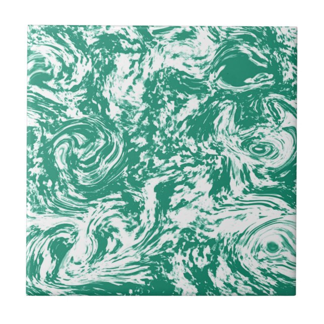 Trendy White Blue - Green Marble Stone - Abstract Tile (Front)