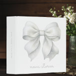 Trendy White Bow Personalized With Name Monogram Binder<br><div class="desc">Organize your essentials with flair using our Trendy White Bow Personalized With Name Monogram 3-Ring Binder. Perfectly embodying the coquette aesthetic, this binder features a delicate preppy pink bow against a classic white background, making it an ideal accessory for the modern woman. The vintage-inspired design exudes girly charm, making it...</div>