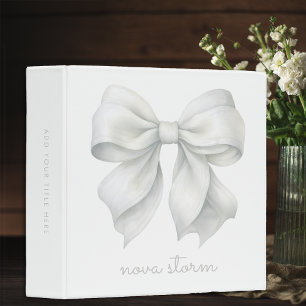 Trendy White Bow Personalized With Name Monogram Binder
