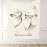 Trendy White Bow Personalized With Name Monogram Fleece Blanket<br><div class="desc">Introducing our Trendy White Bow Personalized With Name Monogram Fleece Blanket, the perfect blend of sophistication and charm for any special occasion. Featuring an adorable coquette bow design, this blanket boasts a trendy aesthetic that's ideal for newborns, toddlers, and even adults. The elegant white bow, combined with a personalized monogram,...</div>