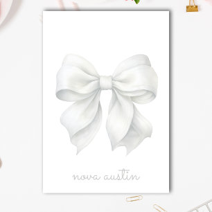 Trendy White Bow Personalized With Name Monogram Post-it Notes