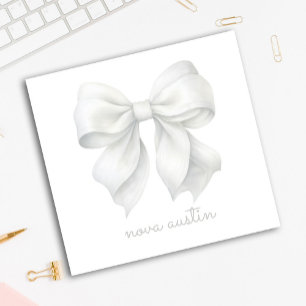 Trendy White Bow Personalized With Name Monogram Post-it Notes