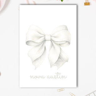 Trendy White Bow Personalized With Name Monogram Post-it Notes