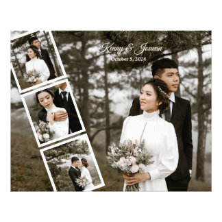 Trendy White Carousel Wedding Photo Collage