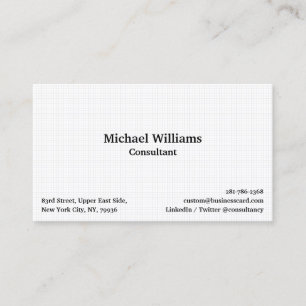 Trendy White Chequered Geometric Pattern Modern Business Card