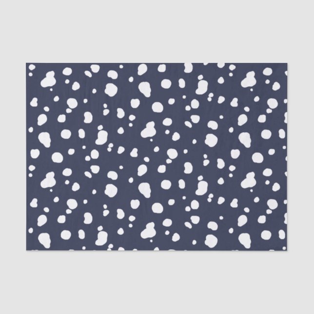 Trendy White Dalmatian Spots & Navy Tissue Paper (Front)