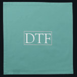 Trendy White DIY Monogram/Name LtGrey Border, Teal Napkin<br><div class="desc">Personalize this simple design of White Monogram with 3 initials (or name) in a light grey border on teal background. Comes in several colours. Click “Customize” to change colours and type styles.</div>