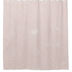 Trendy White Flowers outlines Blush Pink design