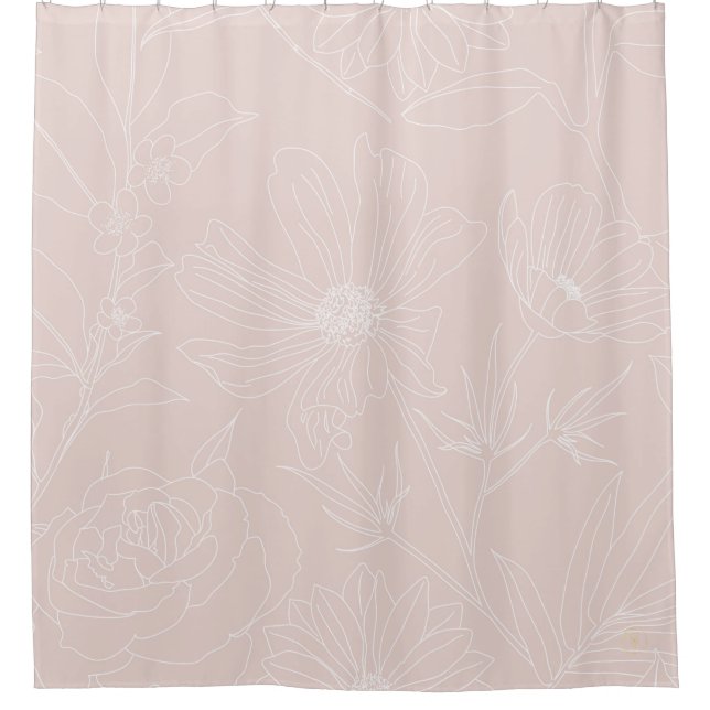 Trendy White Flowers outlines Blush Pink design (Front)