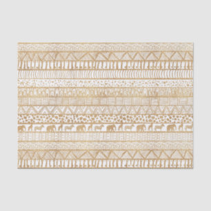Trendy White Gold Tribal African Pattern Tissue Paper