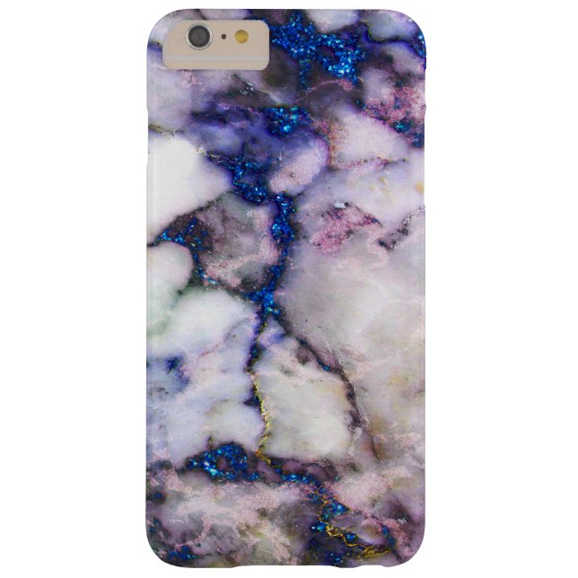 Trendy White Marble And Pink And Blue Glitter Case-Mate iPhone Case (Back)
