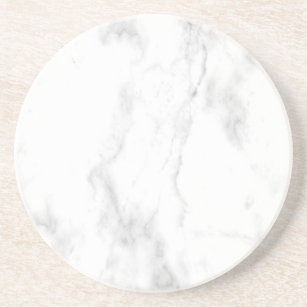 Trendy White Marble Elegant Design Template Round Coaster