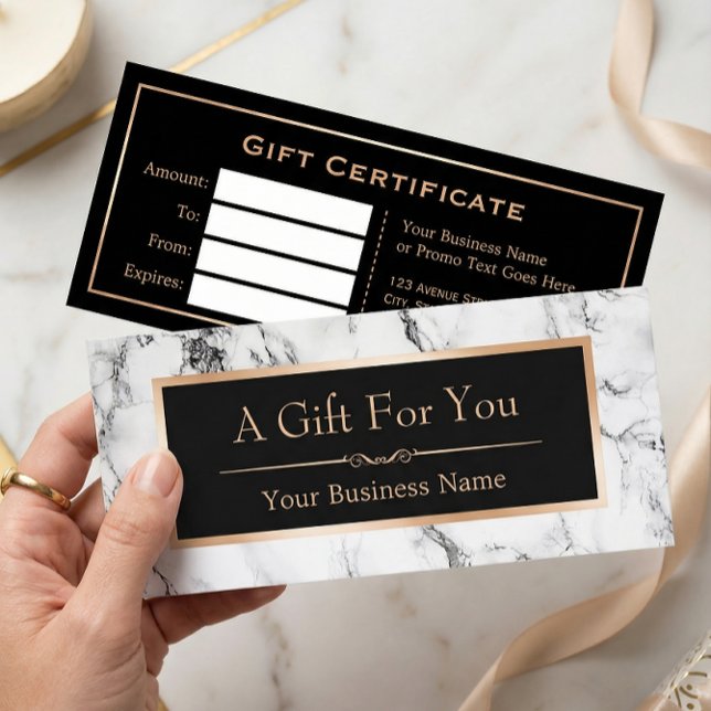 Trendy White Marble Look Gift Certificate Card (Creator Uploaded)