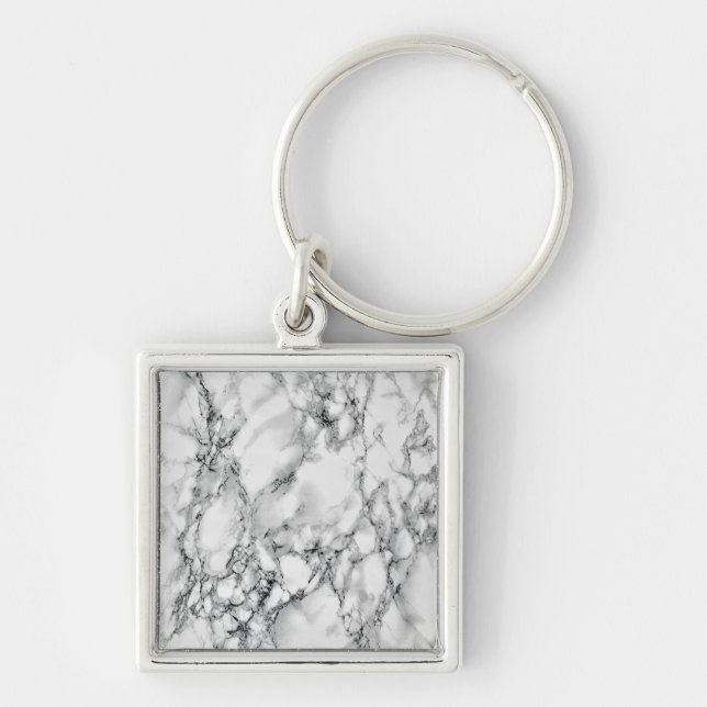 Trendy White Marble Stone Keychain (Front)