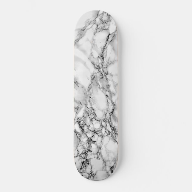 Trendy White Marble Stone - Modern Skateboard (Front)
