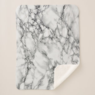 Trendy White Marble Stone Sherpa Blanket