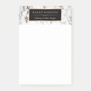 Trendy White Marble Texture Stylish Gold Frame Post-it Notes