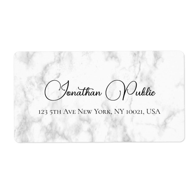 Trendy White Marble Typography Elegant Shipping (Front)
