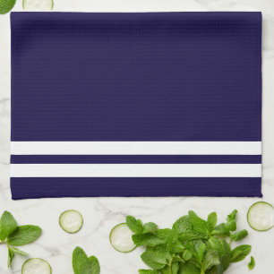 Trendy White Nautical compass on Navy Blue Kitchen Towel