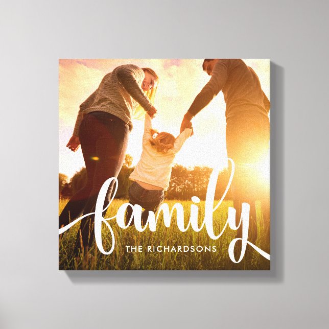 Trendy White Overlay | Your Family Photo Canvas Print (Front)