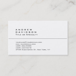 Trendy White Plain Stylish Business Card