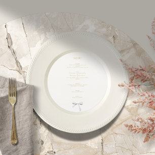 Trendy White Ribbon Circle Wedding Menu