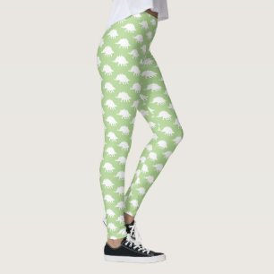 Trendy White Stegosaurus Dinosaur Silhouettes Leggings