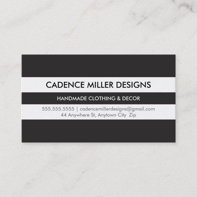TRENDY WIDE STRIPE modern minimal bold black Business Card (Front)