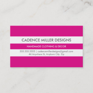 TRENDY WIDE STRIPE modern minimal bright hot pink Business Card